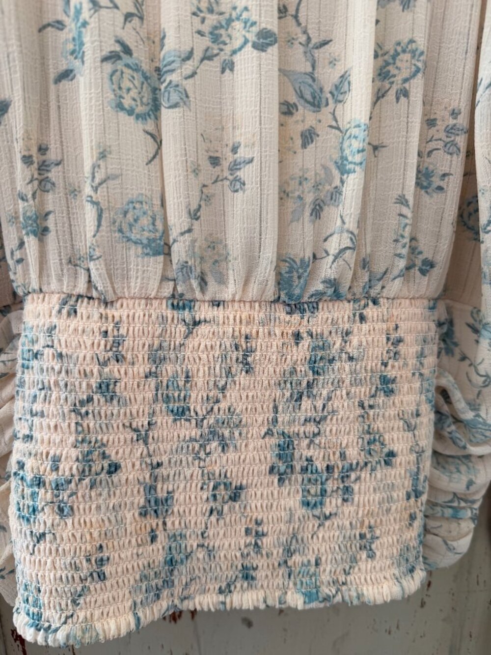 FREE PEOPLE FINAL ROSE RUCHED PRINT BLOUSE - Picture 9 of 9